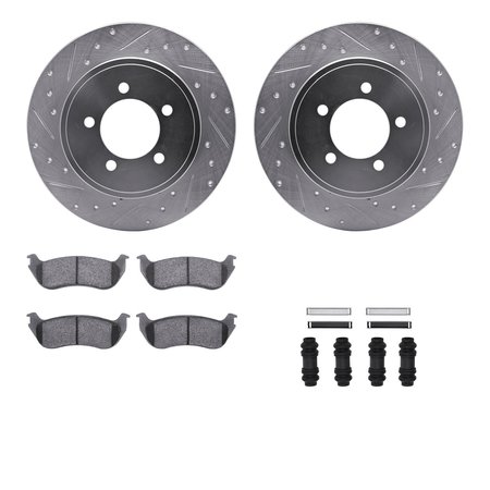 DYNAMIC FRICTION CO 7312-54145, Rotors-Drilled, Slotted-SLV w/3000 Series Ceramic Brake Pads incl. Hardware, Zinc Coat 7312-54145